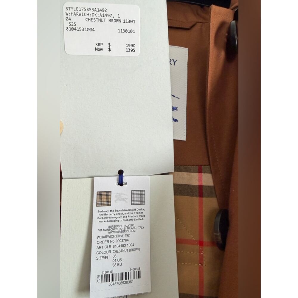 Burberry Women’s Hooded Single-Breasted Coat with hood New US4 - Picture 12 of 14